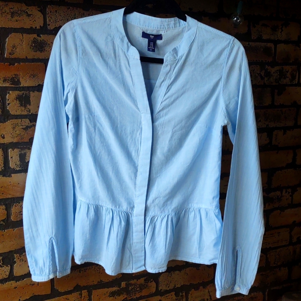Pretty Powder Blue Peplum Top,  100 Percent Light Weight Cotton